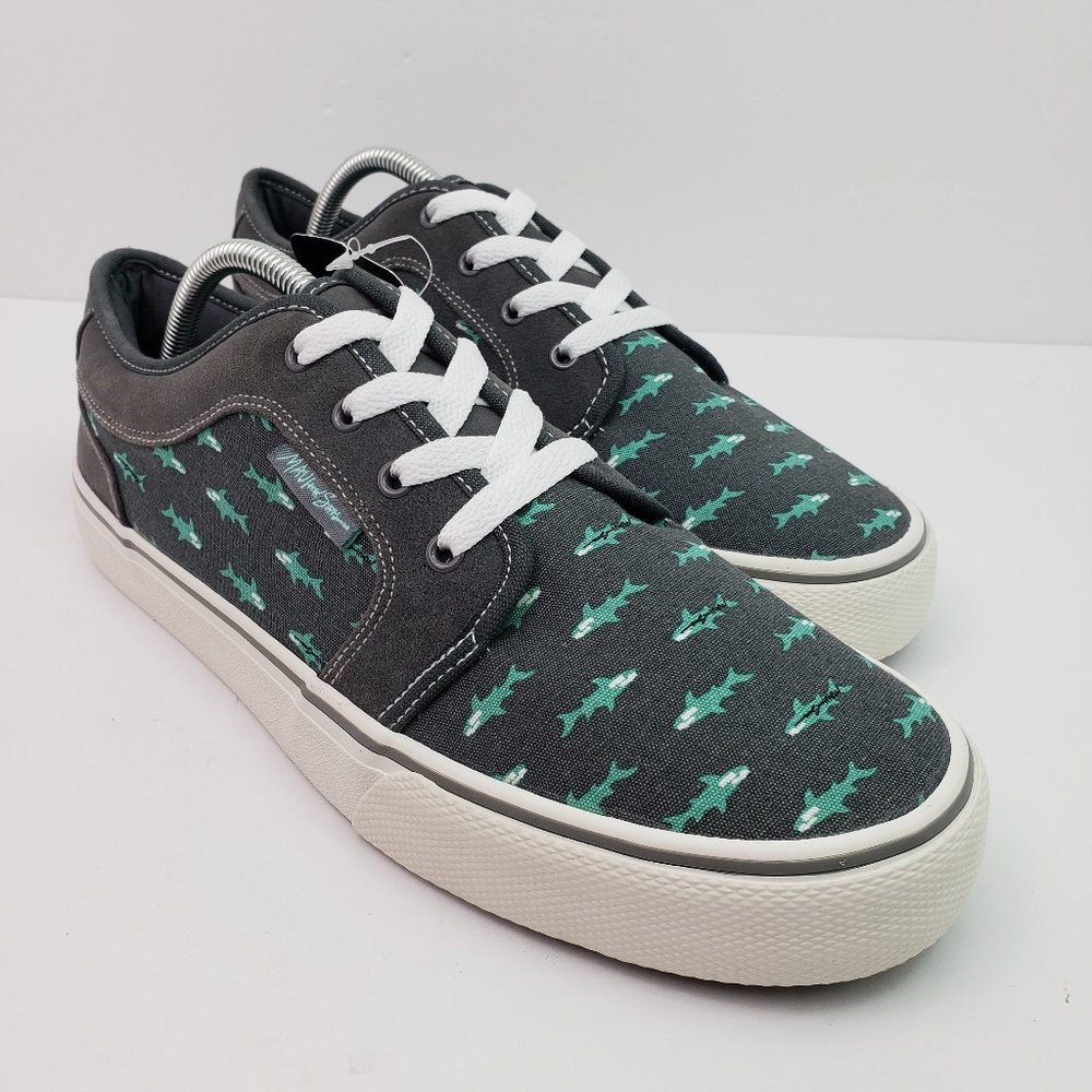 NEW Maui And Sons Wave Shark Mens Size 10 Gray Lace Up Low Shoes